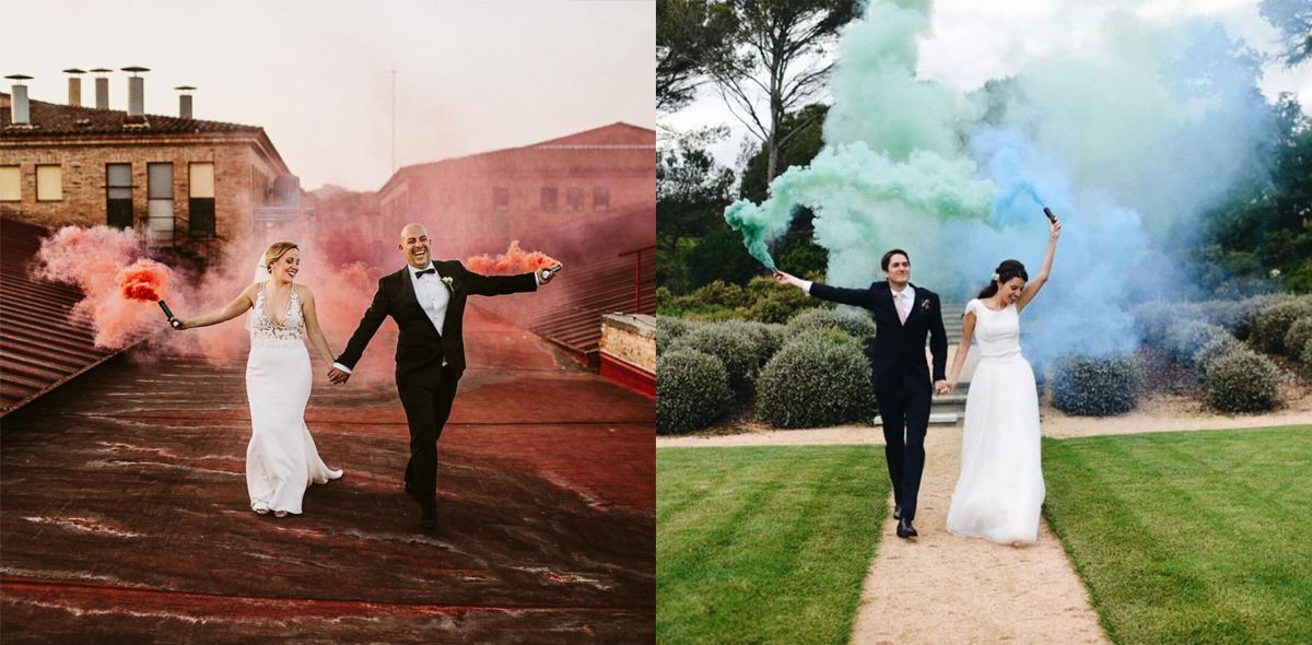 bomba humo colores boda